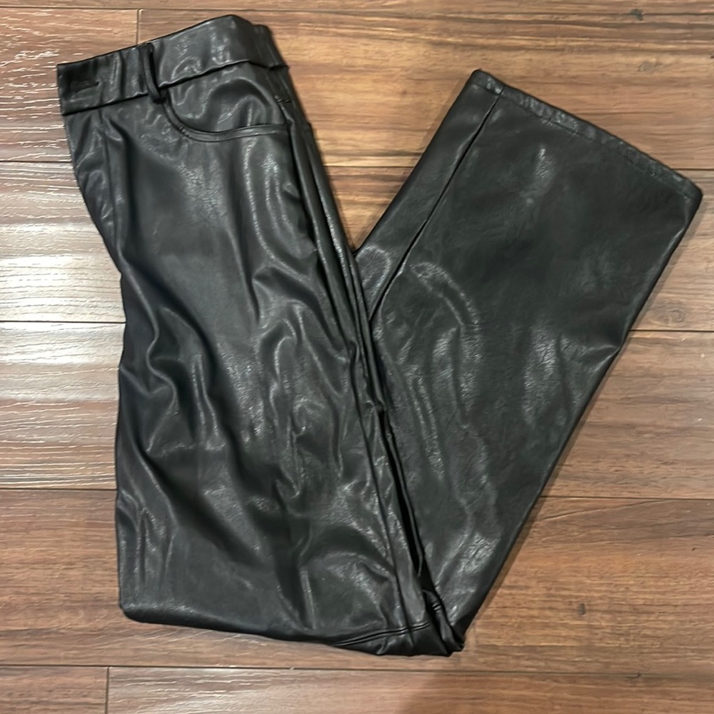 Flared leather pants